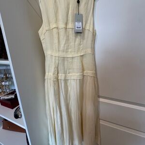 Light Cream Midi Dress with Tiered Panels